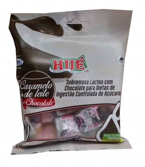 Bala de Caramelo de Leite com Chocolate Diet Hué 100g 