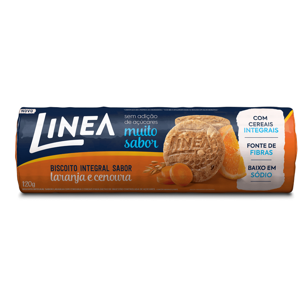 Biscoito Integral Sem Adição de Açúcar Laranja e Cenoura Linea 120g