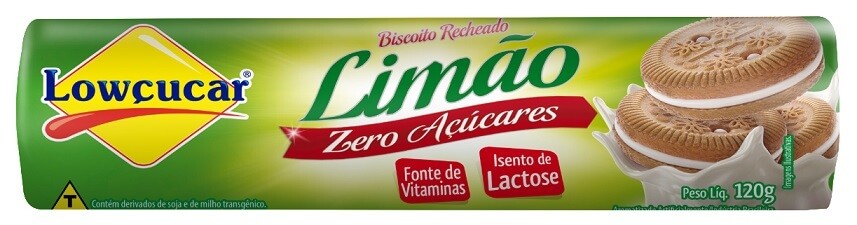 Biscoito Recheado Diet Sabor Limão Lowçucar 120g