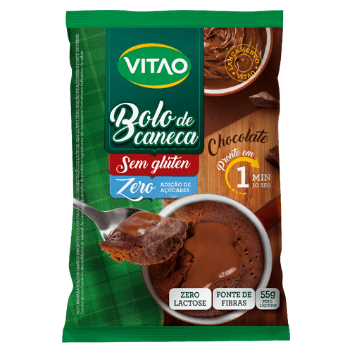 Bolo de Caneca Zero Adição de Açúcar Chocolate Vitao 55g