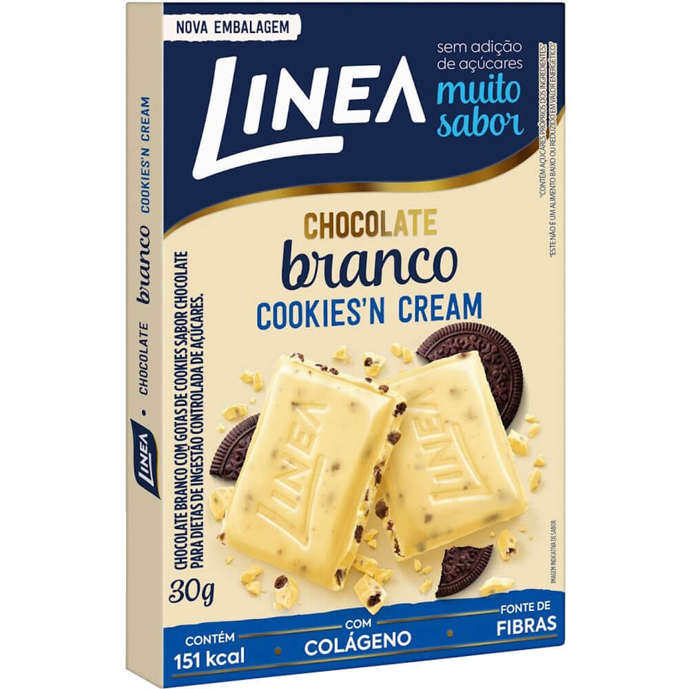 Chocolate Branco Cookies'n Cream Sem Adição de Açúcar Linea 30g 