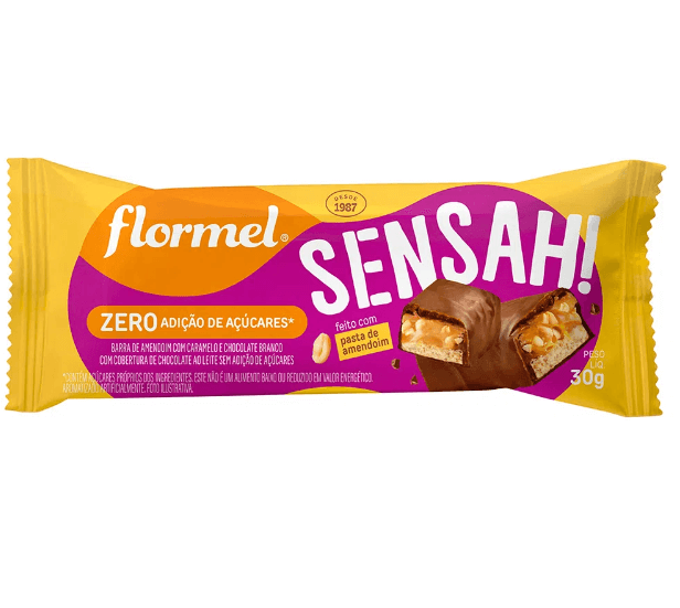 Chocolate Zero Adição de Açúcar Caramelo com Amendoim Sensah Flormel 30g