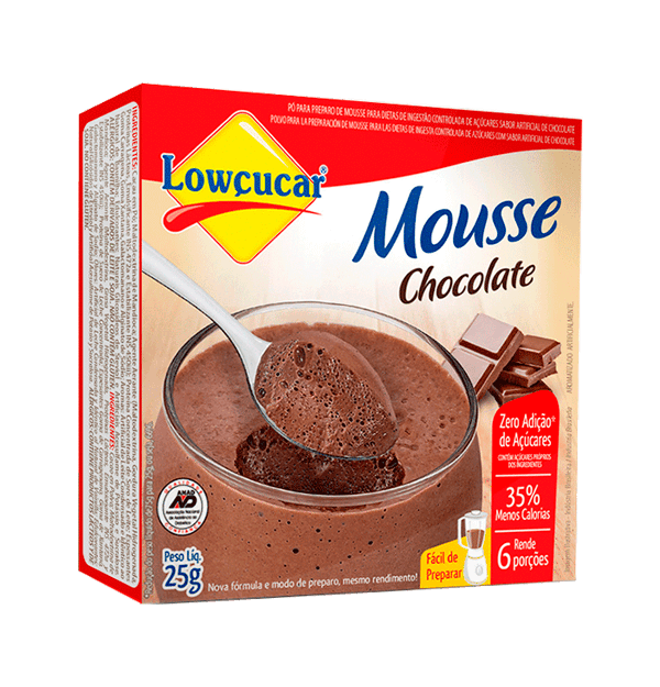 Mousse Zero Adição de Açúcar Sabor Chocolate Lowçucar 25g