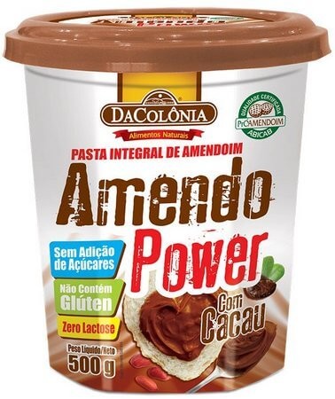 Pasta de Amendoim Integral Sem Adição de Açúcar com Cacau Vegano DaColônia 500g