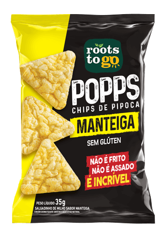 Popps Chips de Pipoca Sem Glúten Manteiga Roots To Go 35g
