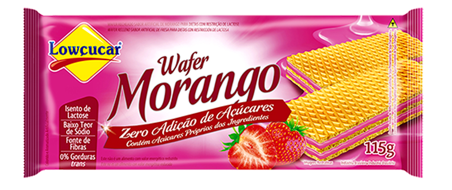 Wafer de Morango  Zero Açúcar Lowçucar 115g