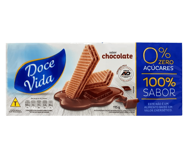 Wafer Diet Chocolate Doce Vida 115g 