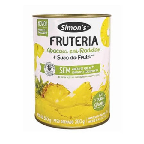Abacaxi em Calda Sem Adição de Açúcar Vegano Simon's Fruteria 250g