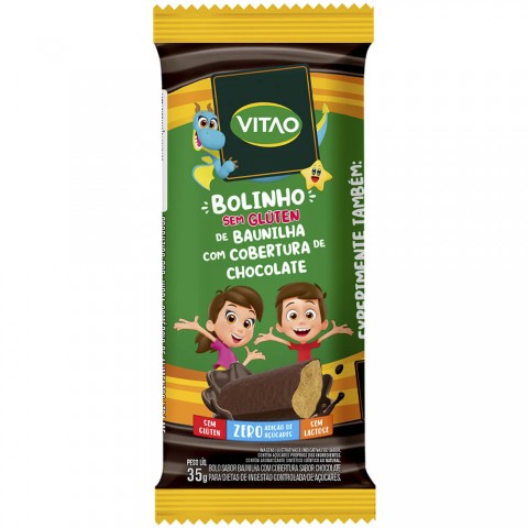 Bolinho Zero Adição de Açúcar Baunilha Cobertura de Chocolate Vitao Kids 35g