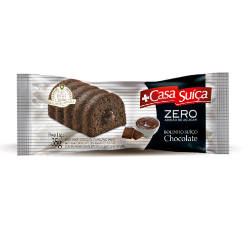 Bolinho Zero Adição de Açúcar Chocolate Recheado com Chocolate Casa Suíça 35g