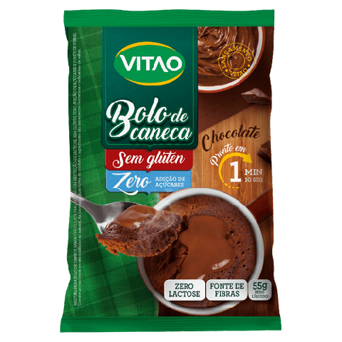 Bolo de Caneca Zero Adição de Açúcar Chocolate Vitao 55g
