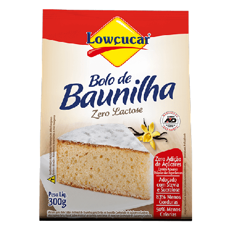 Mistura para bolo Zero adição de Açúcar sabor Baunilha Lowçucar 300g