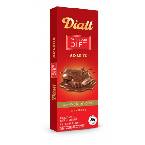 Chocolate ao Leite Diet 25g Diatt - Validade: 23/07/2022
