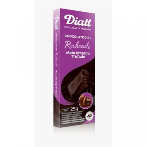 Chocolate Recheado Sem Adição de Açúcar Meio Amargo Trufado Diatt 25g