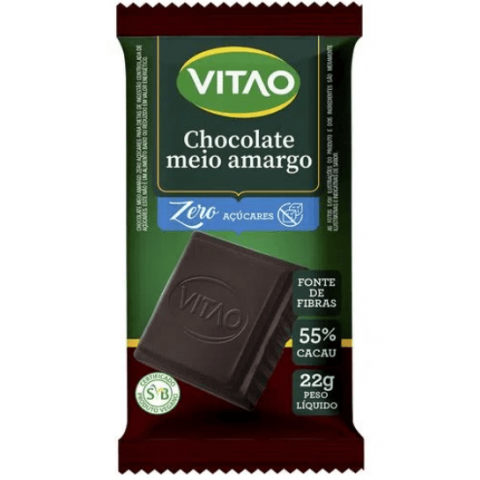 Chocolate Meio Amargo Zero Açúcar Vitao 22g