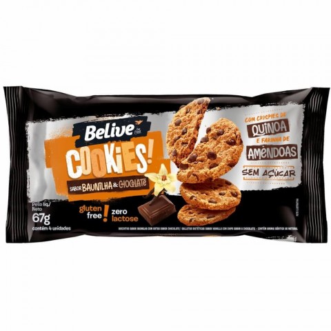 Cookies Sem Açúcar Baunilha e Chocolate Belive 67g