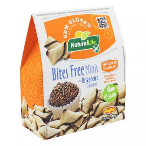 Mini Bites Free Brigadeiro Sem Adição de Açúcar Vegano Natural Life 70g
