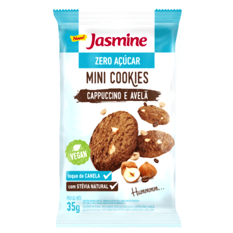 Mini Cookies Zero Açúcar Cappuccino e Avelã Jasmine 35g