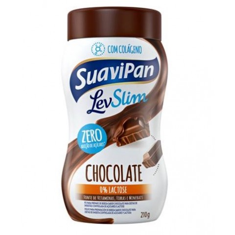 Pó para Preparo de Bebida Chocolate Zero Adição de Açúcar Levslim Suavipan 210g
