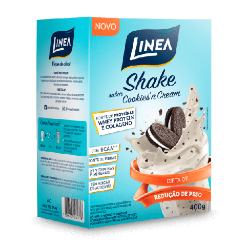 Shake Sem Adição de Açúcar Cookies'n Cream Linea 400g