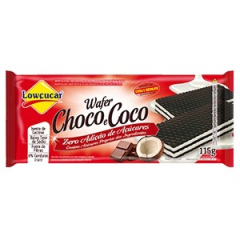 Wafer Chocolate e Coco  Zero Açúcar Lowçucar 115g