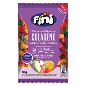 Bala de Gelatina Zero Açúcar com Colágeno Frutas Fini 18g 