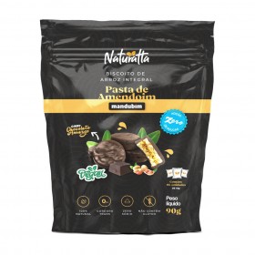 Biscoito de Arroz Integral Com Chocolate Amargo Zero Adição de Açúcar Pasta de Amendoim Vegano Naturatta 90g