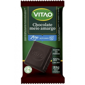 Chocolate Meio Amargo Zero Açúcar Vegano Vitao 22g